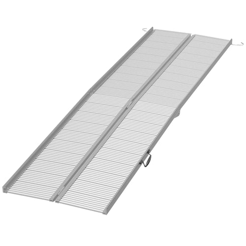 10' Foldable Handicap Ramp, Aluminum Wheelchair Ramp, Textured, Silver