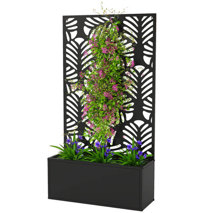 Metal Garden Bed With Trellis, Freestanding Or Wall Mounted Galvanized Planter Boxes Black at Gallery Canada