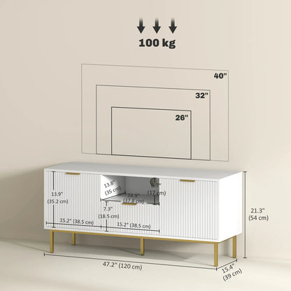TV Console For 40 Inch TVs, Entertainment Center With RGB LED Lights, White TV Stands at Gallery Canada