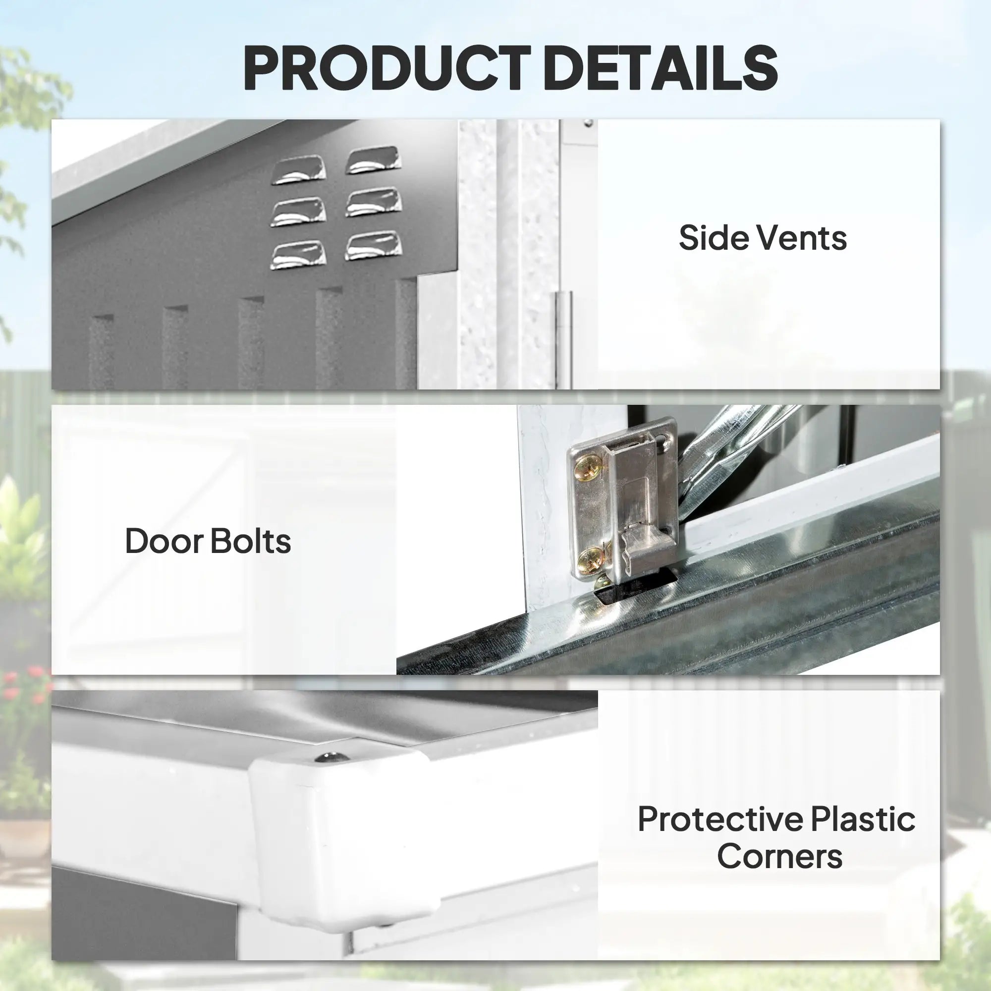 Outdoor Metal Storage Shed, Double Door With Vents, Light Grey Sheds at Gallery Canada
