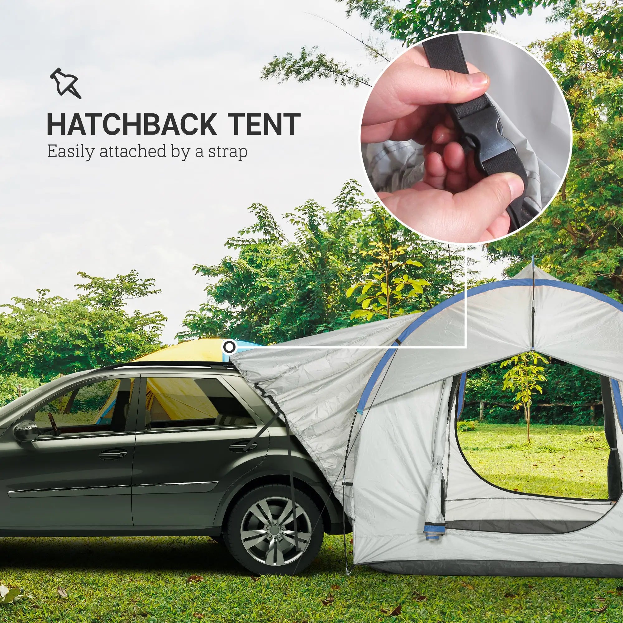2000mm Waterproof SUV Tent, 3 Doors, Mesh Window, Grey, Blue Camping Tents at Gallery Canada