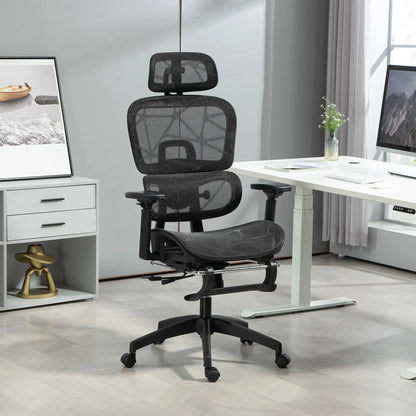 Mesh Office Chair, 3D Armrest, High Back, Lumbar Support, 135° Recline, Adjustable Headrest, Black Executive & Manager Chairs at Gallery Canada