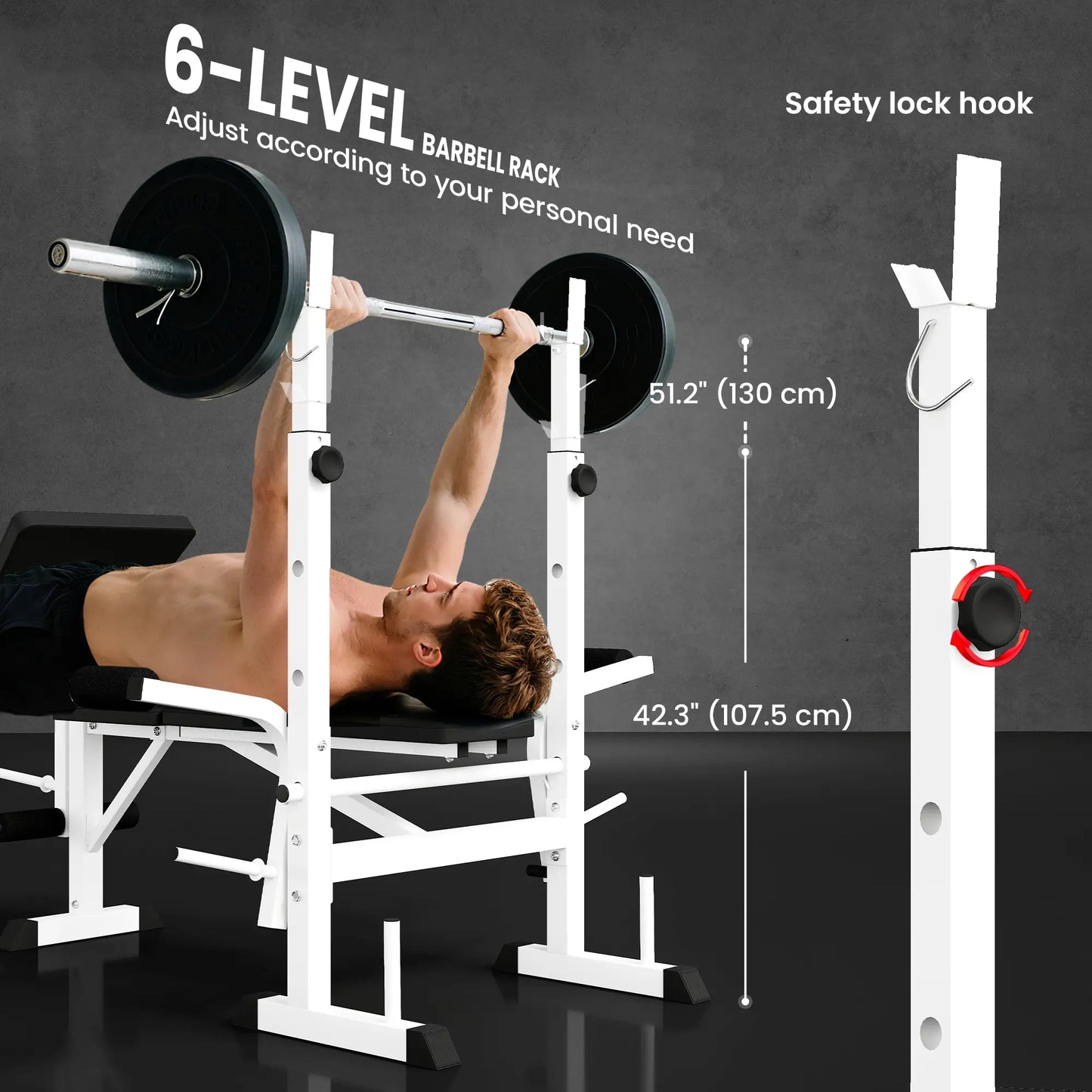 Adjustable Weight Bench, Squat Rack, Preacher Curl Pad, Leg Developer, White Weight Benches at Gallery Canada