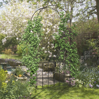 7.5FT Metal Garden Arbour, Double Gate, Arch Trellis, Black Garden Arches at Gallery Canada