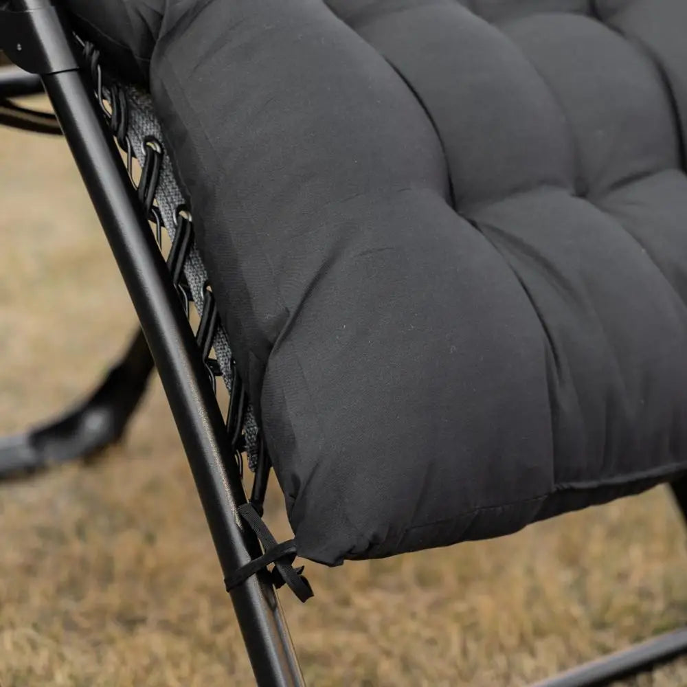 Padded Folding Recliner Chair, Adjustable Backrest, Removable Cushion, Black Lounger Chairs at Gallery Canada