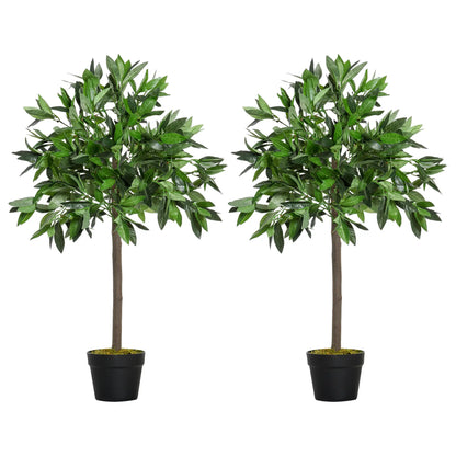3FT Artificial Laurel Tree Set Of 2, Potted Fake Plant, Green Artificial Trees Green at Gallery Canada