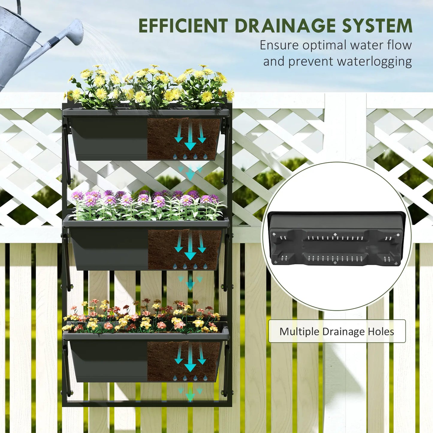 3-Tier Wall Planter Box, 3 Pots, Vertical Outdoor, Dark Grey Garden Accessories at Gallery Canada