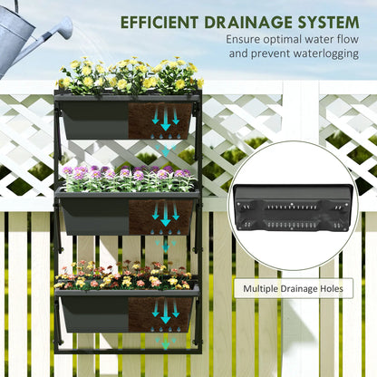 3-Tier Wall Planter Box, 3 Pots, Vertical Outdoor, Dark Grey Garden Accessories at Gallery Canada