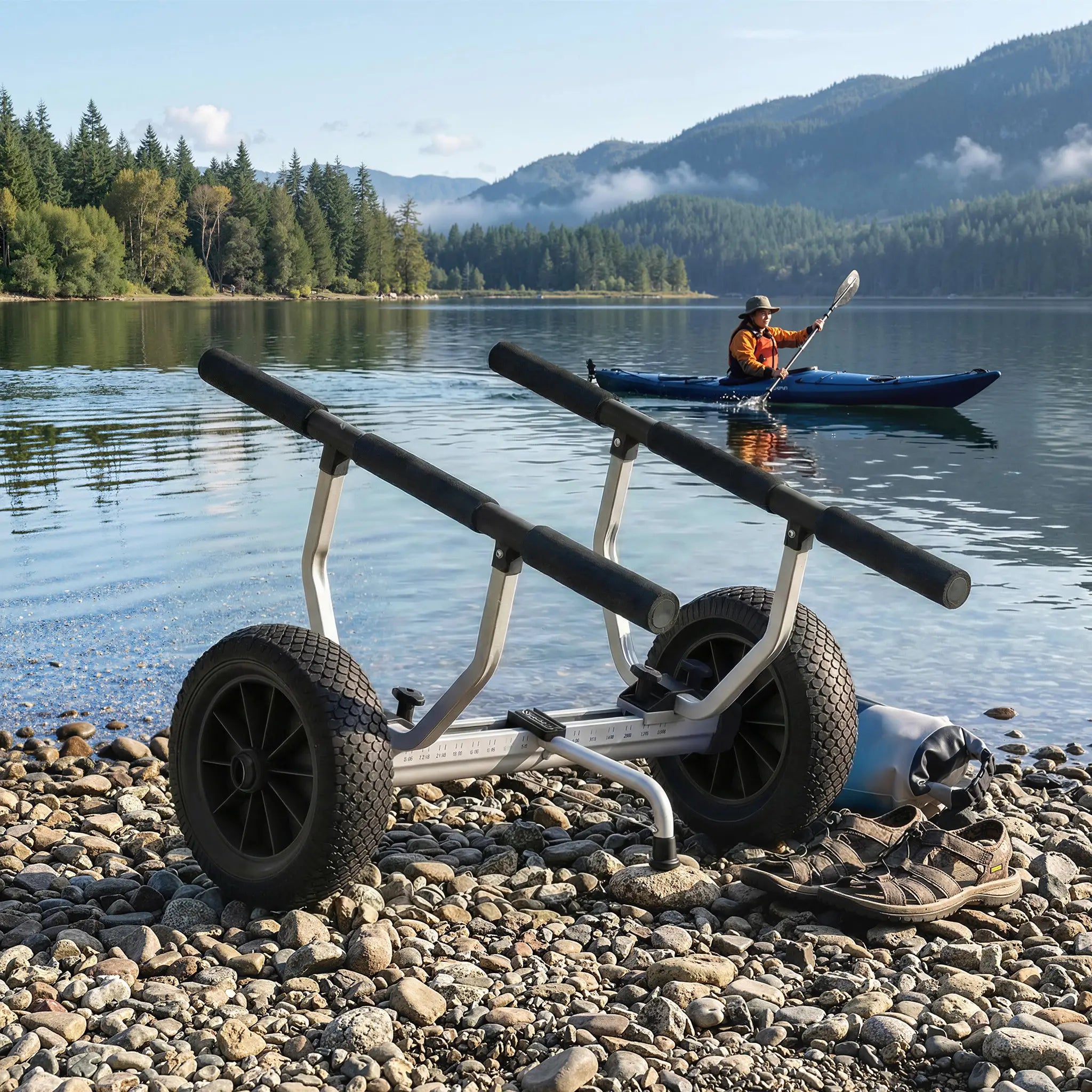 Kayak Cart Dolly, Adjustable Width, Black Kayak Carts at Gallery Canada