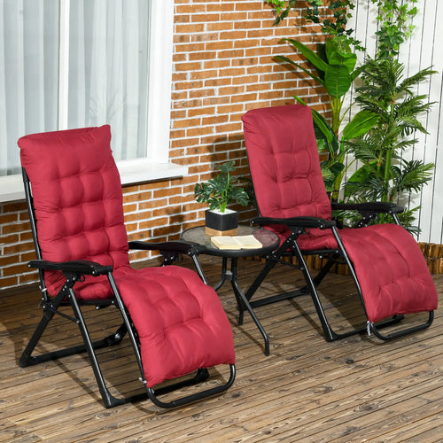 Folding Garden Chairs Set of 2, Reclining Zero Gravity, Wine Red
