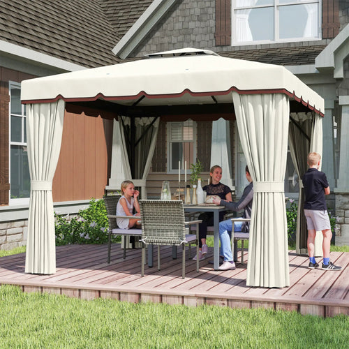 10' x 10' Outdoor Gazebo, Double Soft-Top, Cream White
