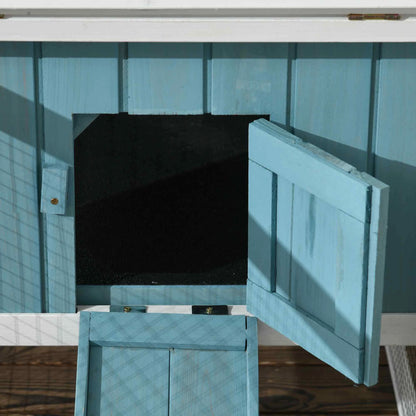 Wooden Rabbit Hutch, Guinea Pig House, Removable Tray, Openable Roof, Blue Rabbit Hutch at Gallery Canada