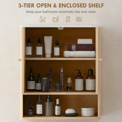 Wall Mounted Medicine Cabinet, Adjustable Shelf, Oak, Marble Top Bathroom Cabinets at Gallery Canada