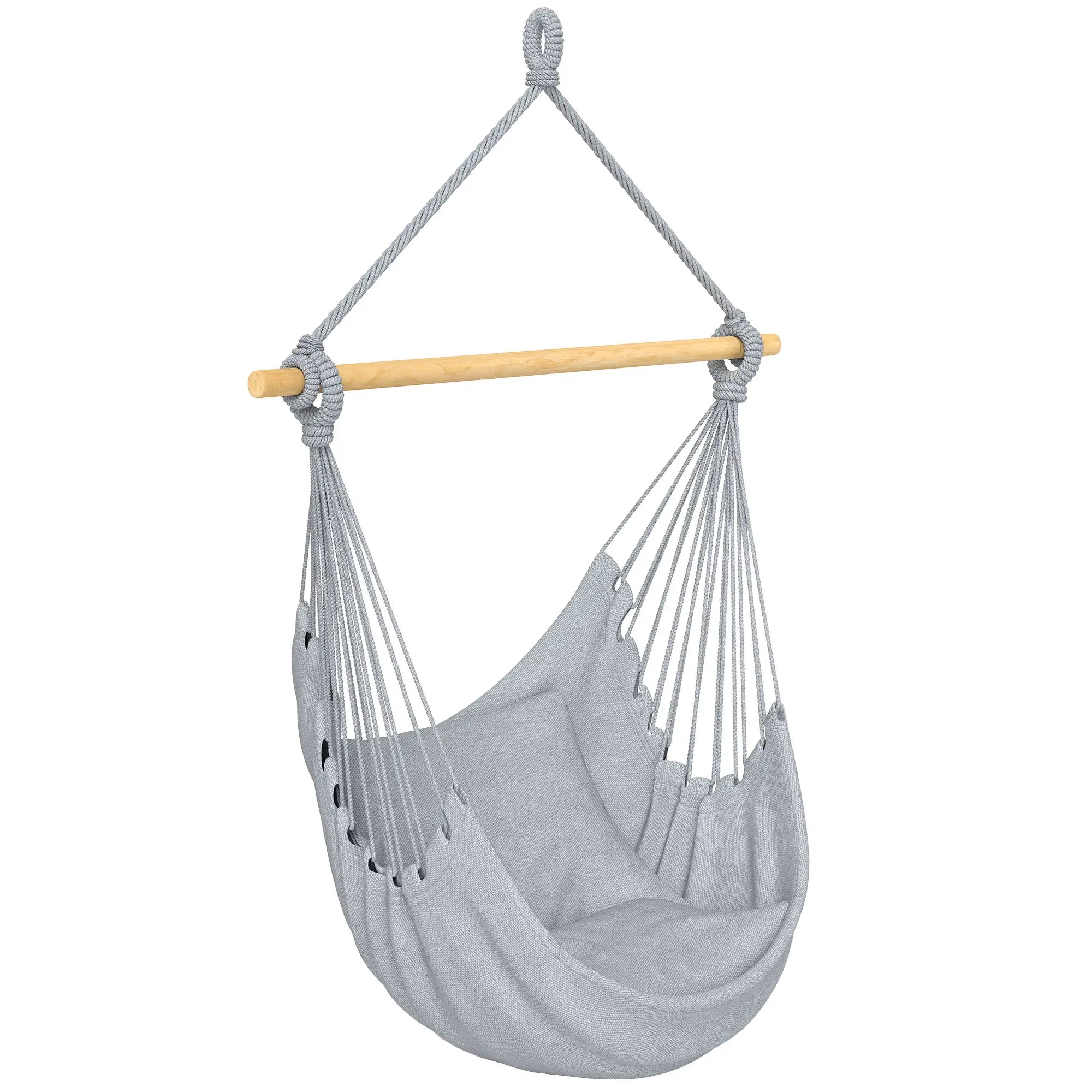 Hanging Macrame Chair With Two Seat Cushions, Grey Hanging Porch Swings Grey at Gallery Canada