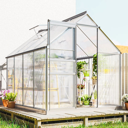 6' x 8' x 6.5' Walk-in Greenhouse, Polycarbonate, Adjustable Roof Vent, Sliding Door, Clear Walk In Greenhouses at Gallery Canada