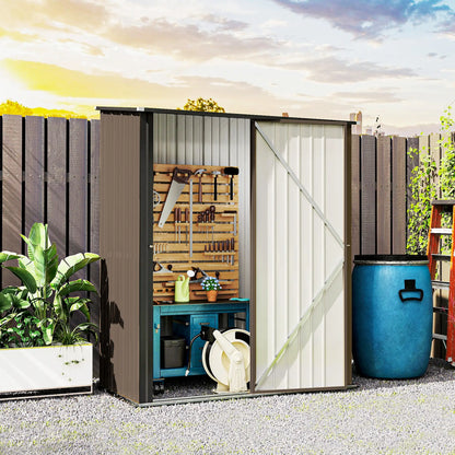 5' x 3' Outdoor Storage Shed, Steel Garden Shed, Lockable Door, Brown Sheds at Gallery Canada