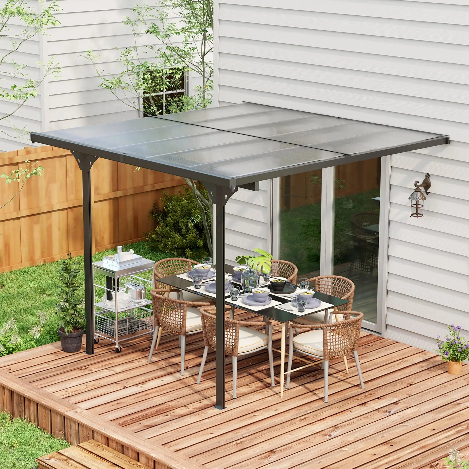 10' x 10' Aluminum Pergola, Adjustable Height, Polycarbonate Roof, UV Protection, Grey Pergolas at Gallery Canada