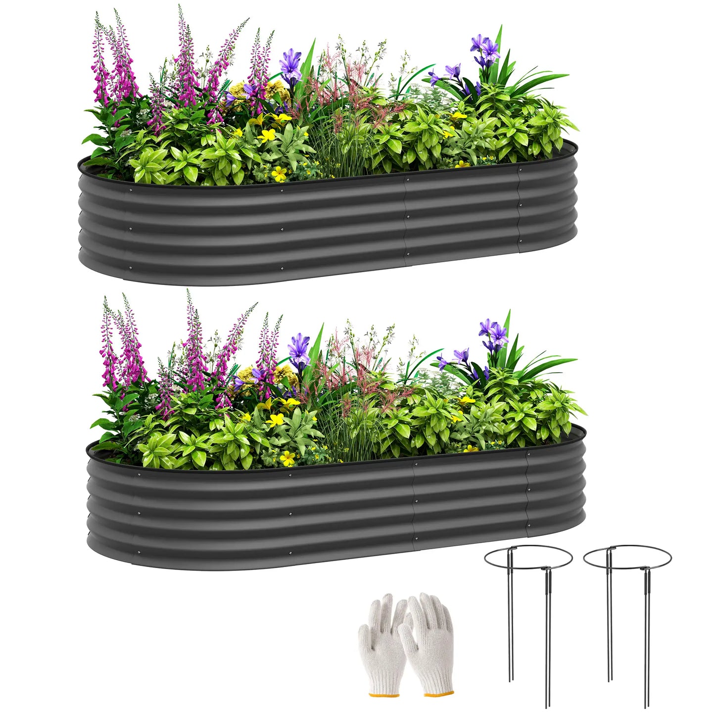 6' x 3' x 1' Galvanized Metal Raised Garden Bed Planter Box, Dark Grey Galvanized Planter Boxes at Gallery Canada