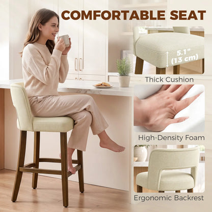 Bar Stools Set of 2, 26" Counter Height, Beige Bar Stools at Gallery Canada