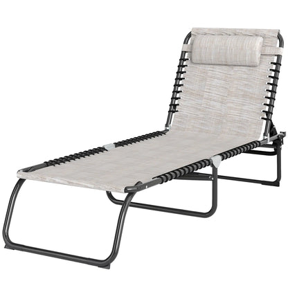 Outdoor Folding Lounge Chair, 4-Level Adjustable, Cream Lounger Chairs at Gallery Canada