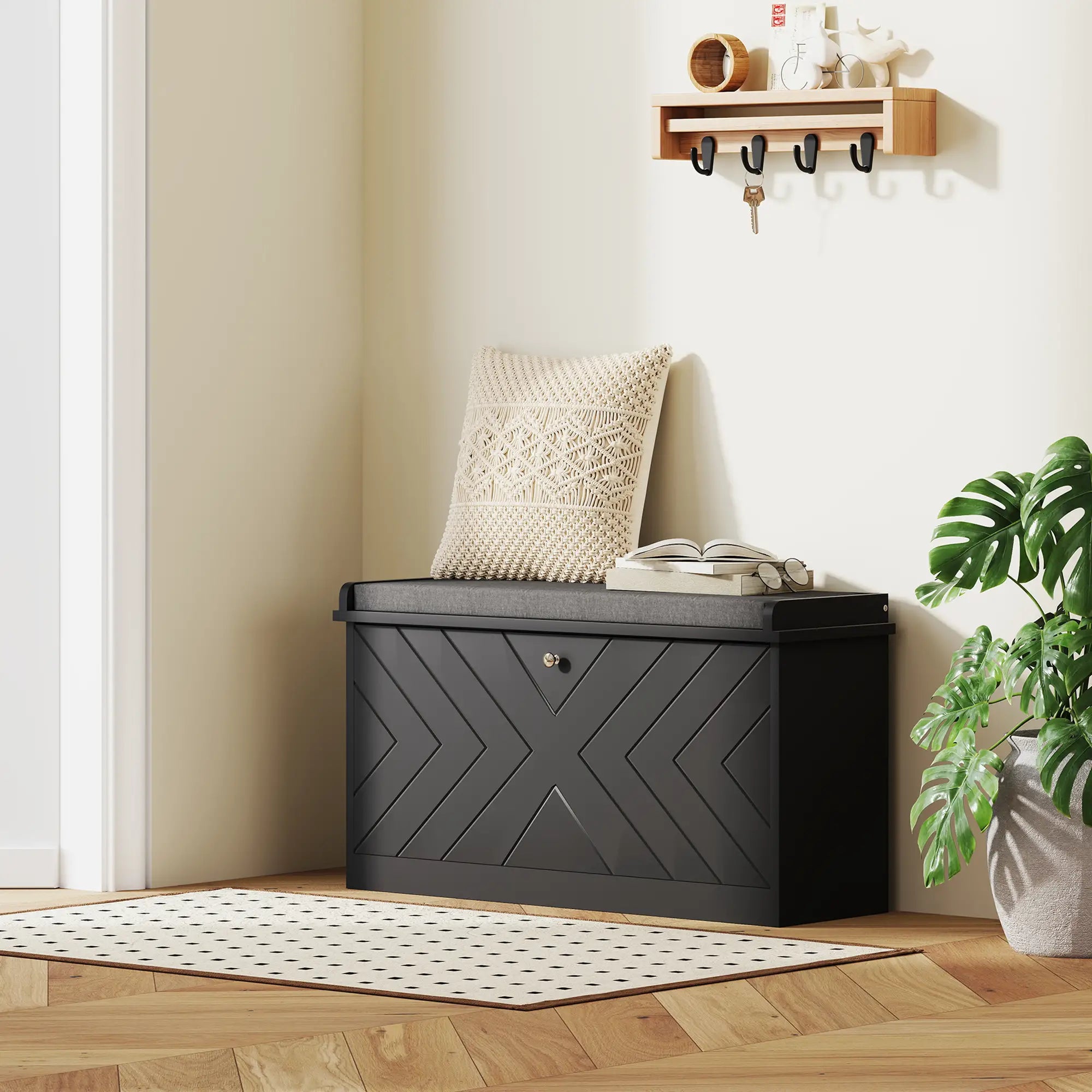 Shoe Storage Bench with Seat, Flip Drawer, Adjustable Shelf, Holds 8 Pairs Shoe Storage Cabinets & Racks at Gallery Canada