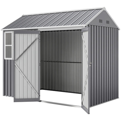 8.5' x 5.5' Metal Garden Shed, Outdoor Storage, Lockable Door, Light Grey Sheds Light Grey at Gallery Canada