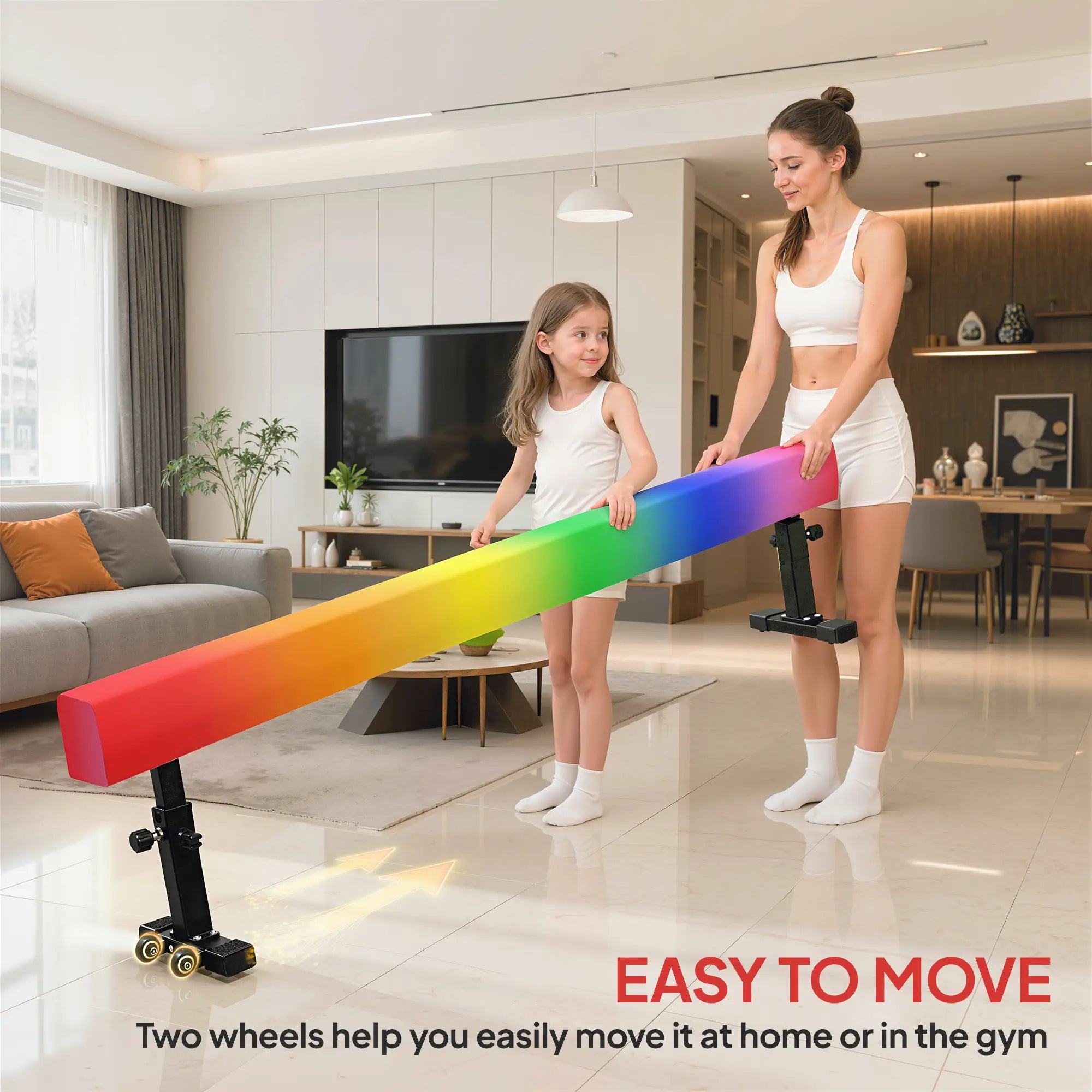 7.5ft Adjustable Gymnastics Balance Beam With Wheels, Training Equipment Gymnastics Mats at Gallery Canada