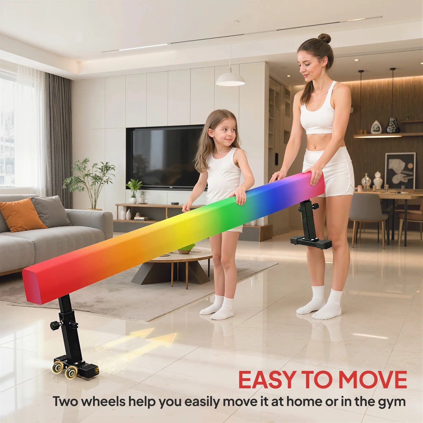 7.5ft Adjustable Gymnastics Balance Beam With Wheels, Training Equipment Gymnastics Mats at Gallery Canada