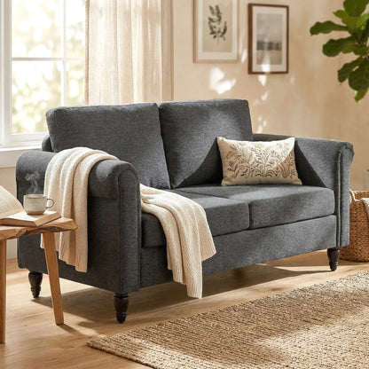 Vintage Loveseat, Upholstered Chenille 2 Seater Sofa, Dark Grey 2-Seater Sofas at Gallery Canada