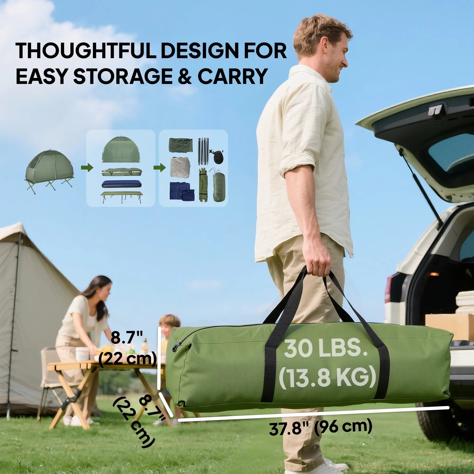 Portable Hiking Tent Camping Bed Cot Combo with Sleep Bag Mattress Camping Tents at Gallery Canada
