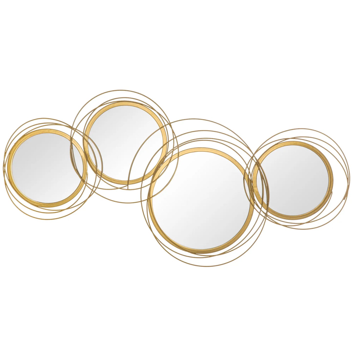 Metal Wall Art Circle Mirror, 42.25" W x 22" H, Gold Hand Painted Canvases Gold at Gallery Canada