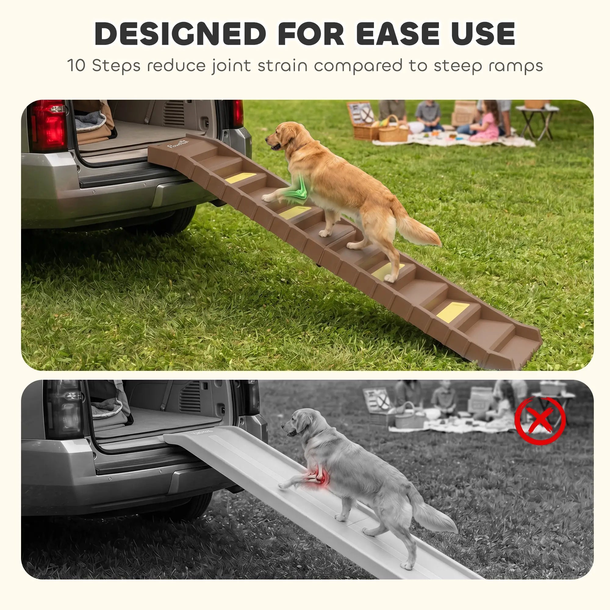 Foldable Dog Car Ramp, Anti-Slip Steps, Brown Dog Stairs at Gallery Canada