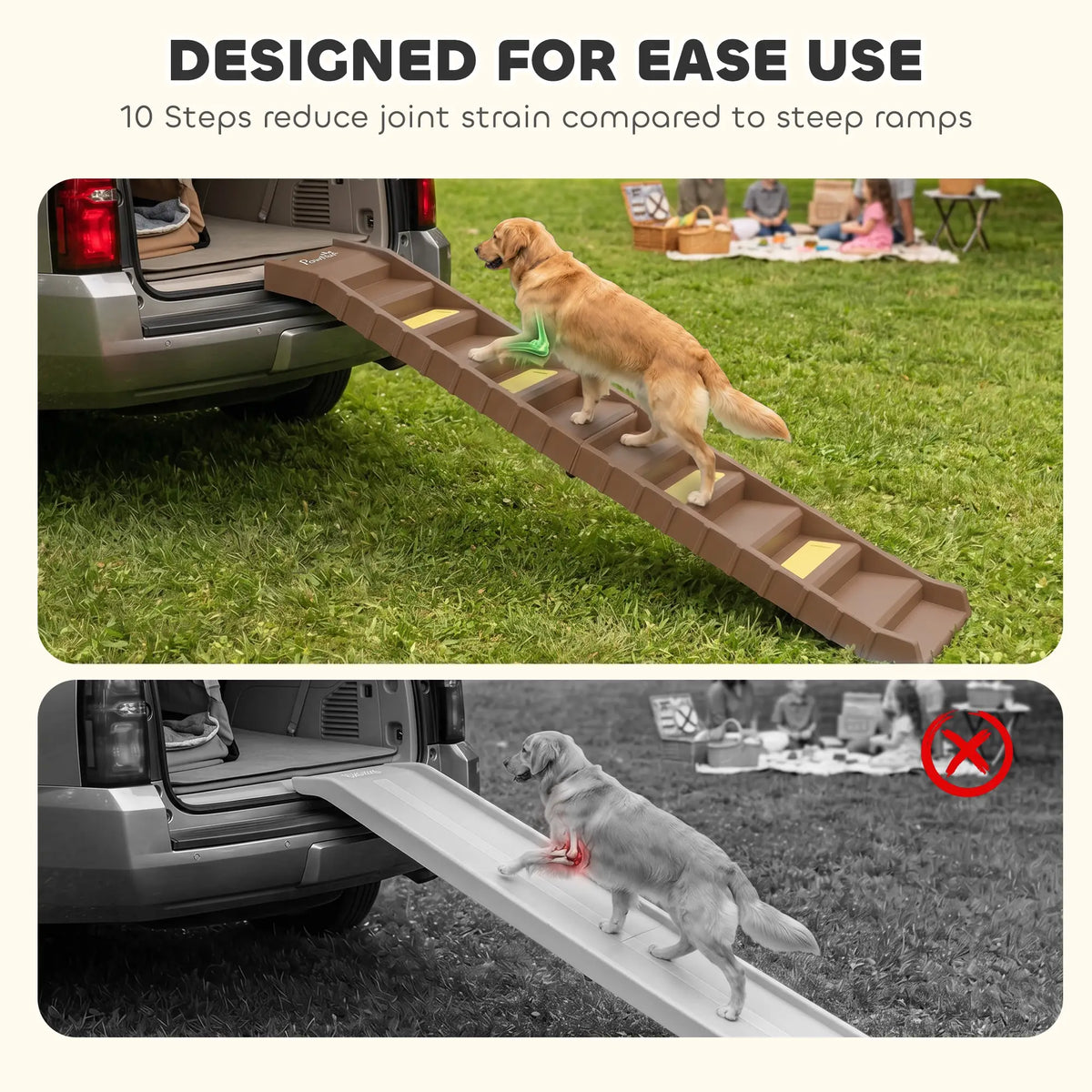 Foldable Dog Car Ramp, Anti-Slip Steps, Brown Dog Stairs at Gallery Canada
