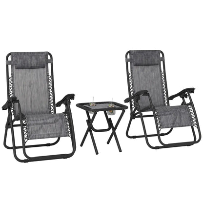 Zero Gravity Chair Set of 2, Patio Chair with Side Table, Dark Grey Lounger Chairs Dark Grey at Gallery Canada