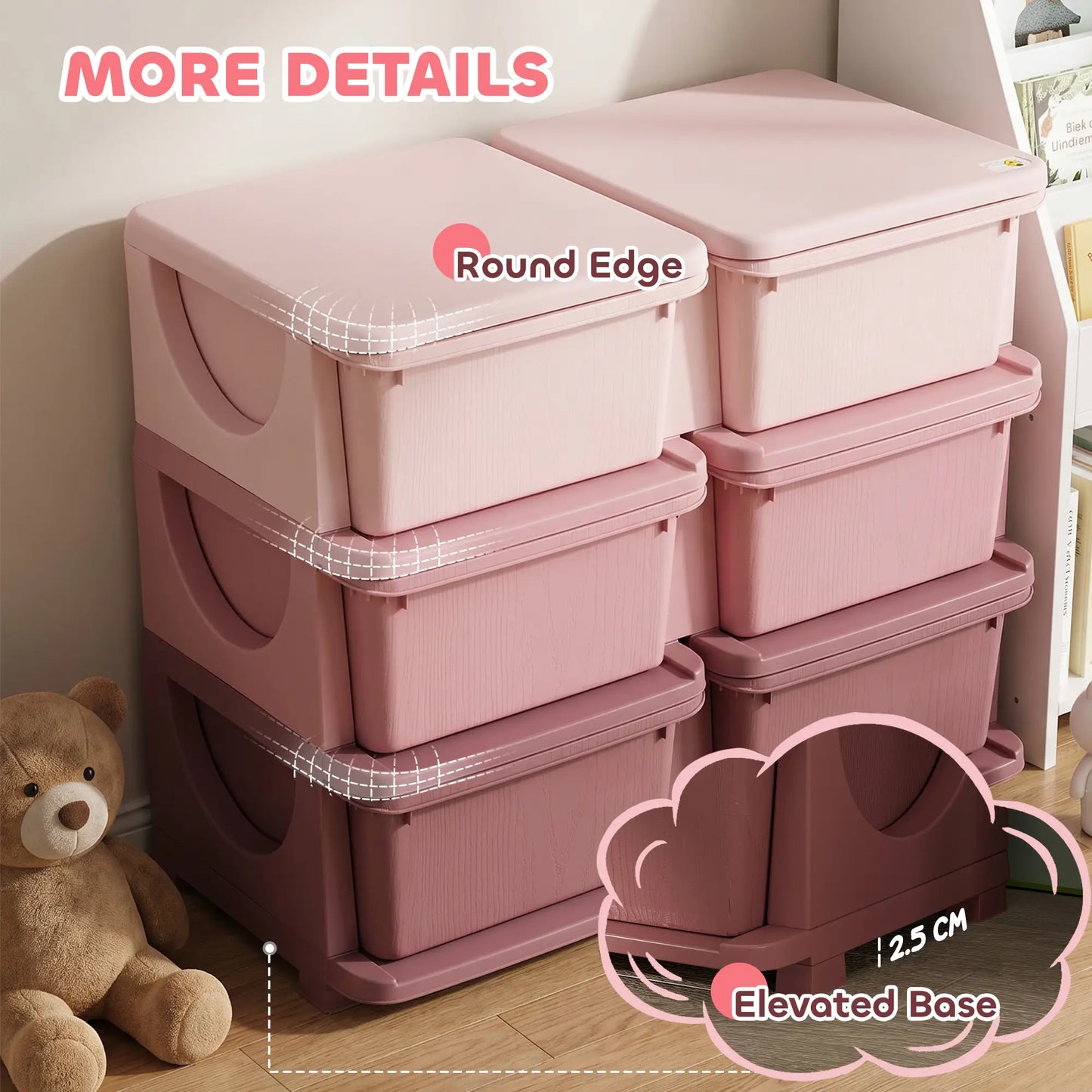 3 Tier Toy Organizer, 6 Plastic Drawers, Pink Baby & Kids Storage at Gallery Canada