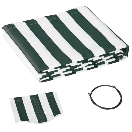 11' x 10' Retractable Awning Fabric, UV Protection, White, Green