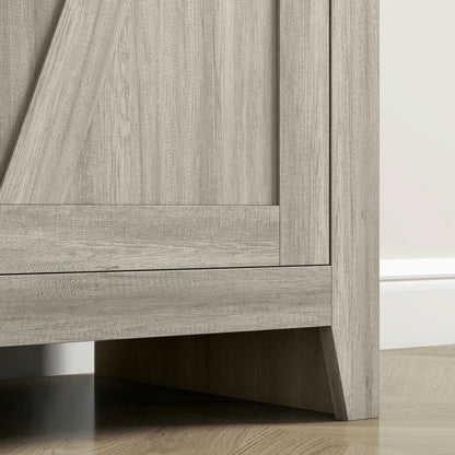 48" Kitchen Pantry Cabinet, Barn Door, Adjustable Shelves, Grey Wood Grain, Grey Kitchen Pantry Cabinets at Gallery Canada