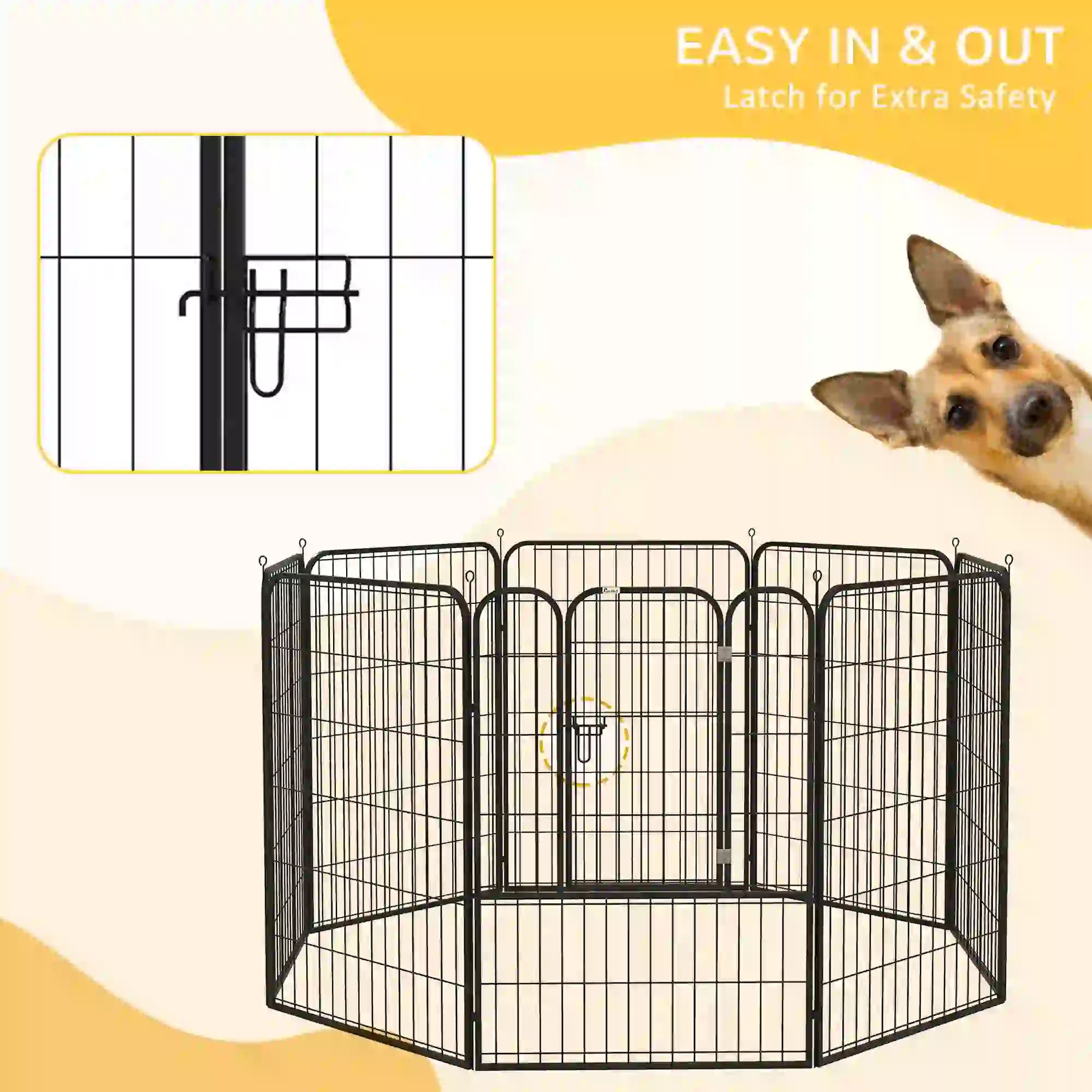 8 Panel Pet Playpen, Heavy-Duty Metal, Foldable, Indoor Outdoor, 39