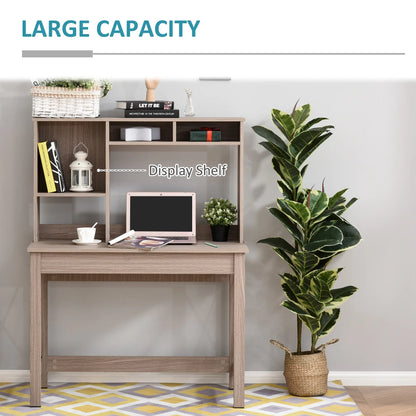 Computer Desk with Hutch, Home Office Study Table, Brown Writing Desks at Gallery Canada