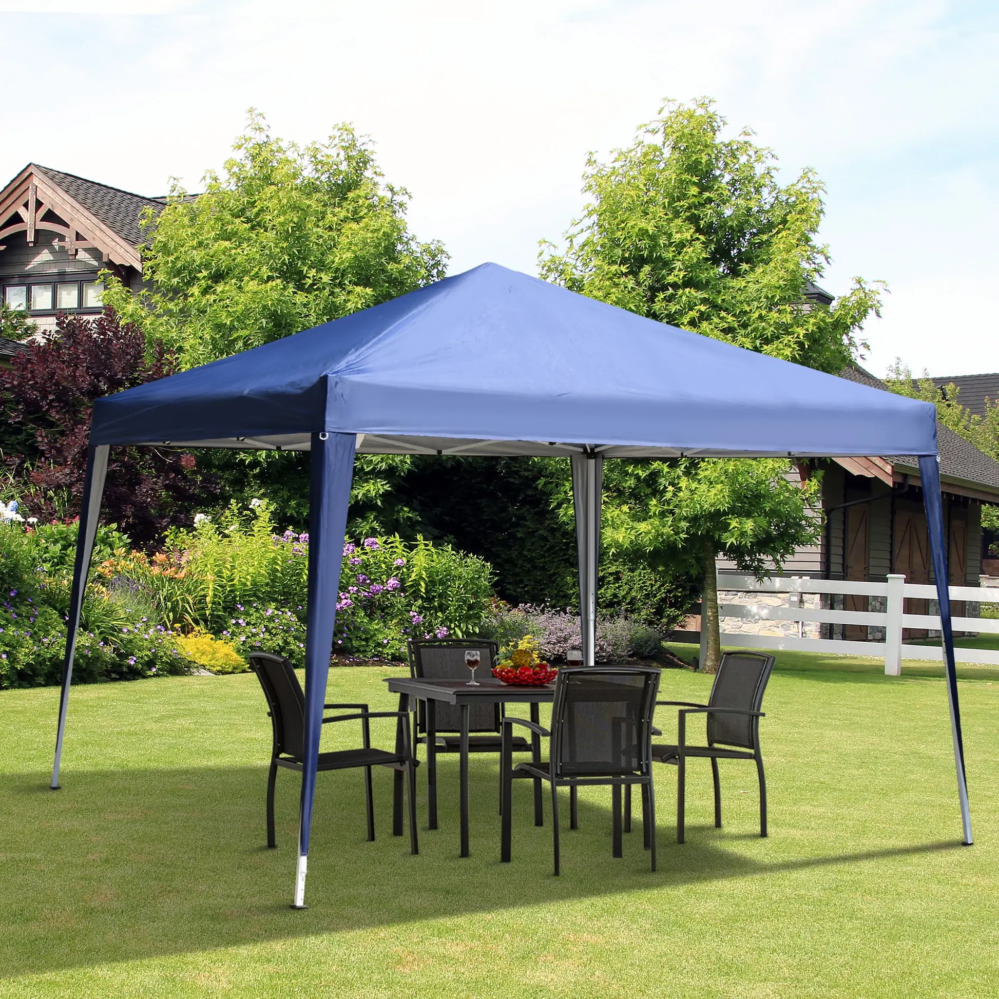 10 x 10ft Folding Pop Up Tent, Outdoor Gazebo Canopy, Blue Pop Up Canopies at Gallery Canada