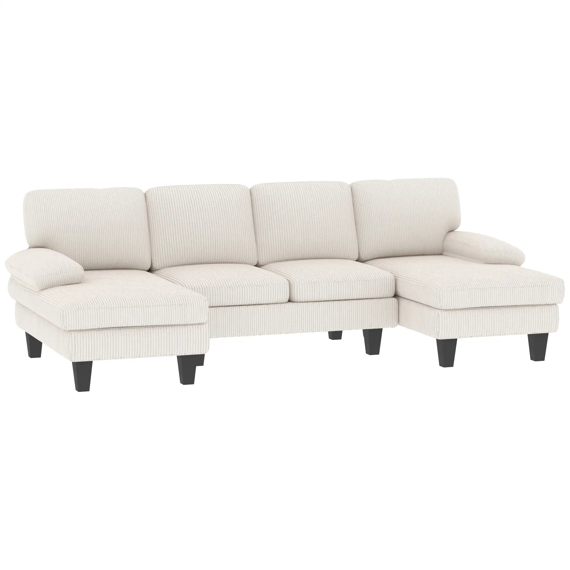 U-Shaped Sectional Sofa, Double Chaise, 2200lb Capacity, Beige 3-Seater Sofas at Gallery Canada