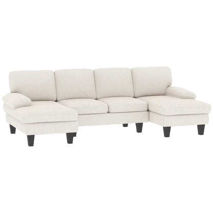 U-Shaped Sectional Sofa, Double Chaise, 2200lb Capacity, Beige 3-Seater Sofas at Gallery Canada