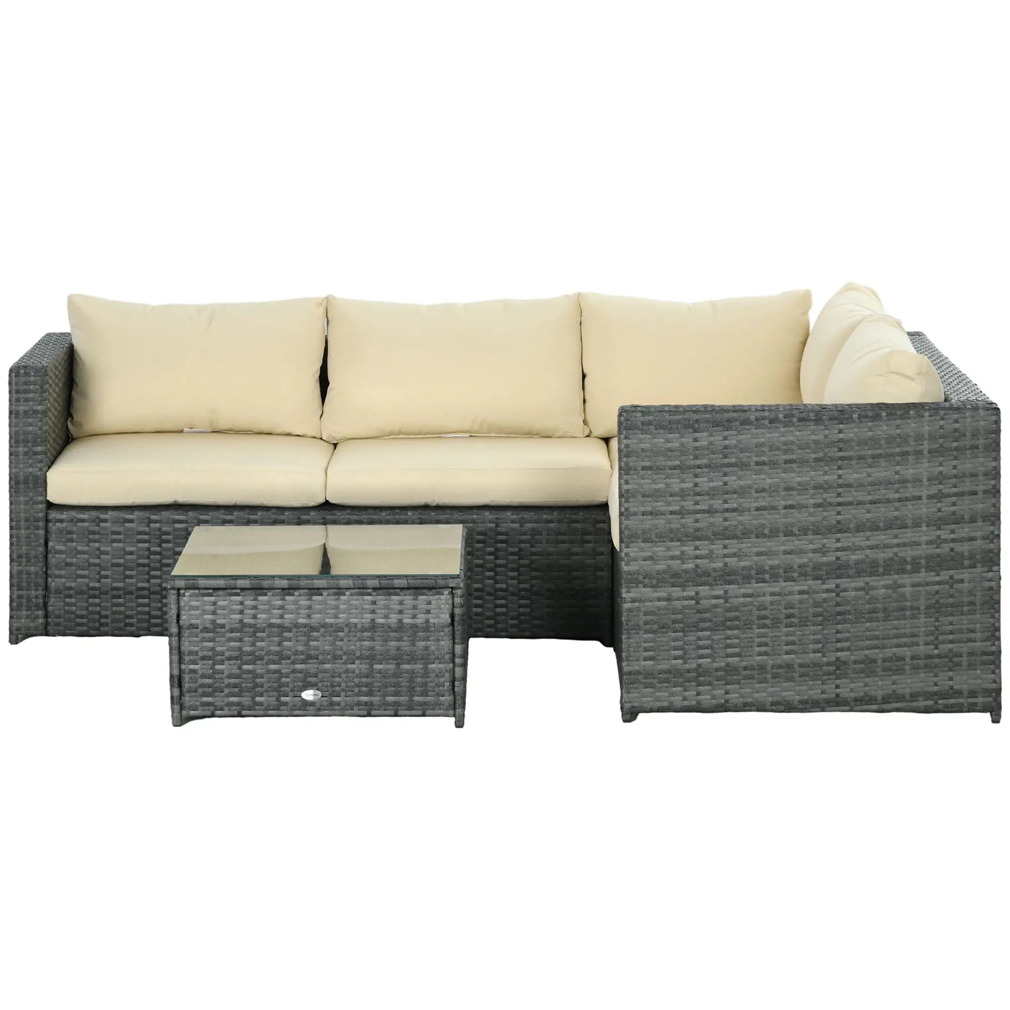 3 Piece Rattan Outdoor Furniture Set w/ Loveseats & Table, Beige Patio Furniture Sets Beige at Gallery Canada