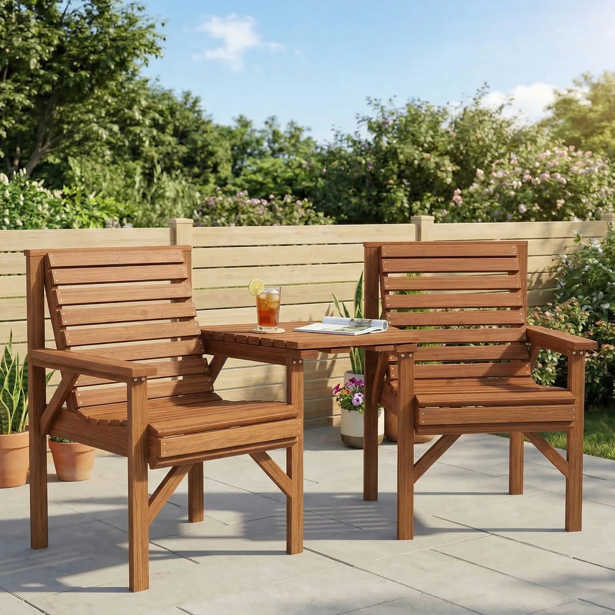 3Pc Outdoor Bench Set for Backyard Balcony, Tan Brown Outdoor Benches at Gallery Canada
