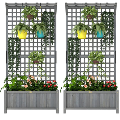 Wood Planter With Trellis, Raised Garden Bed for Privacy Screen, Dark Grey Wooden Planter Boxes Dark Grey at Gallery Canada