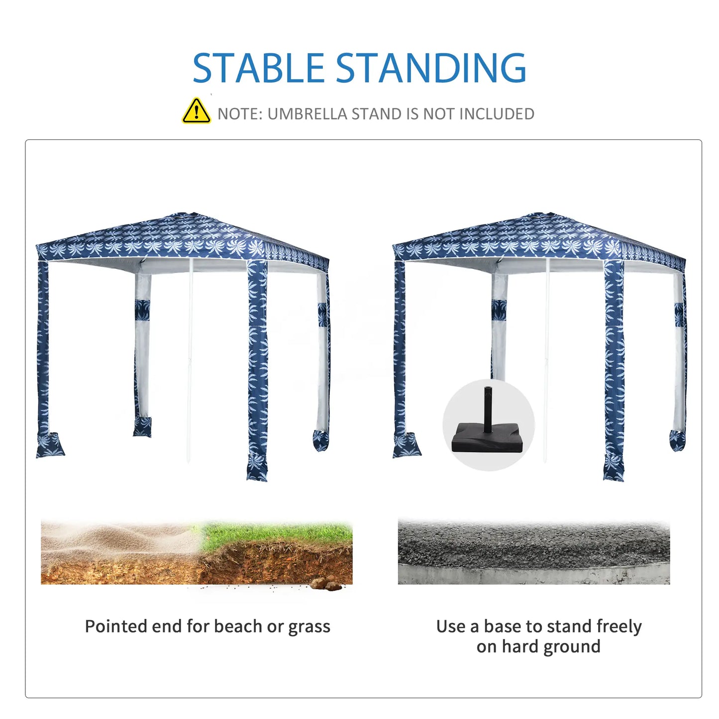 6.5' Beach Umbrella, UV50+ Sun Shade with Sandbags, Dark Blue Beach Umbrellas at Gallery Canada