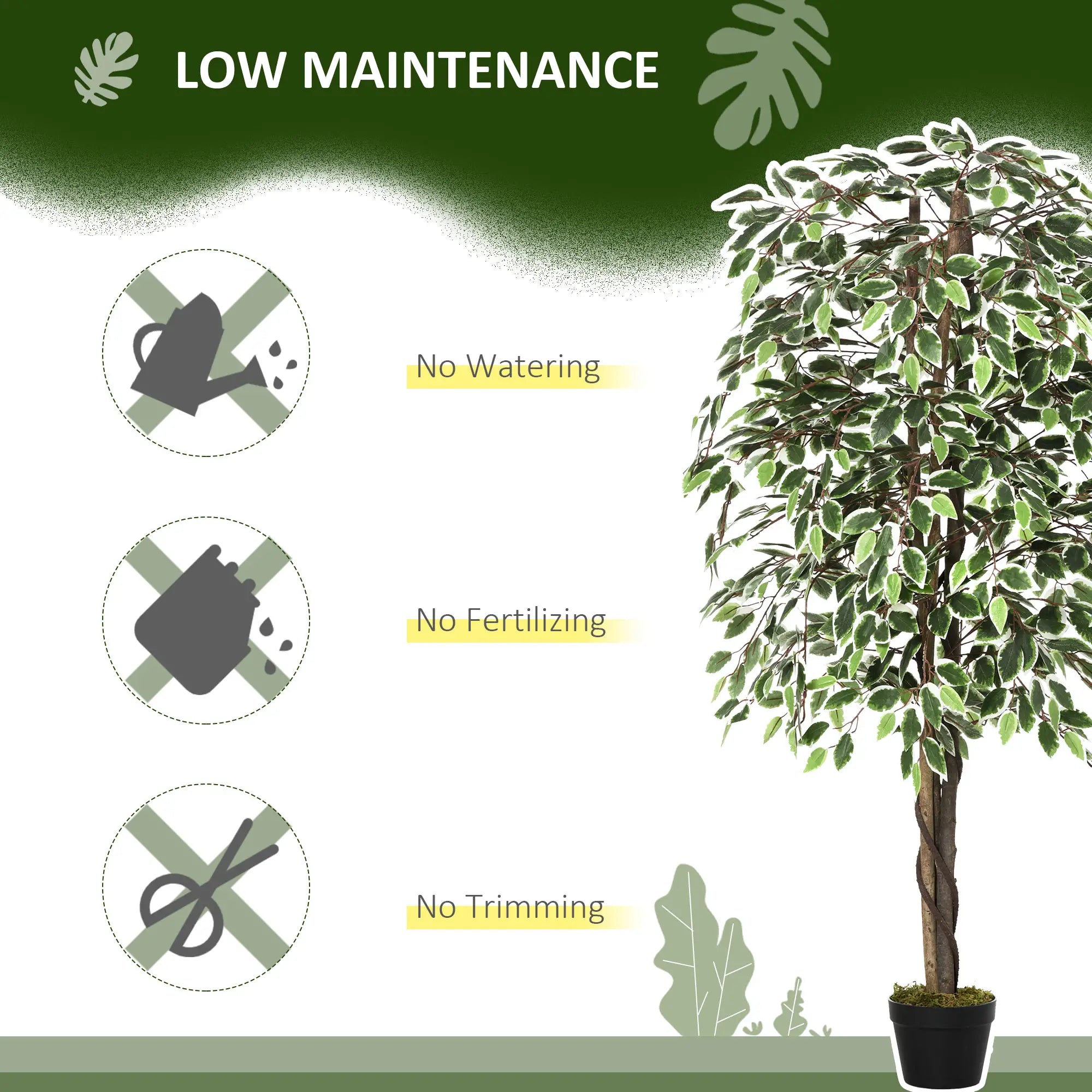 5.3ft Artificial Ficus Tree, Indoor Fake Plant with Pot, Home Office Decor Artificial Trees at Gallery Canada