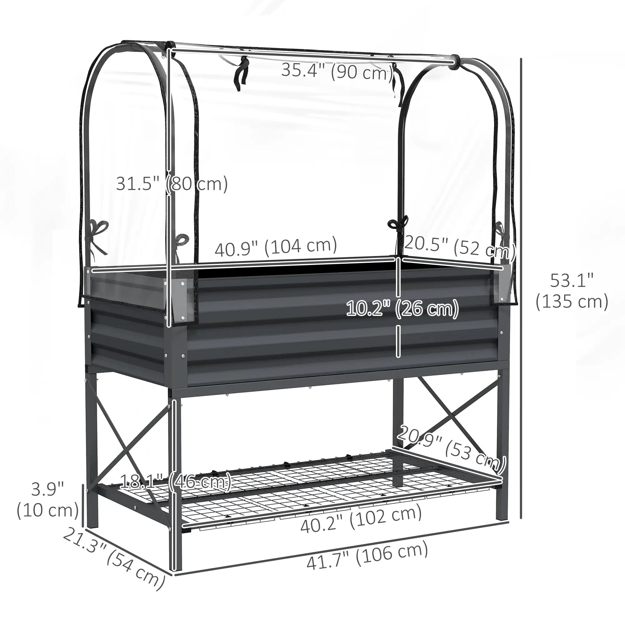 Metal Raised Garden Bed With Cover, With Bottom Shelf And Liner, Dark Grey Elevated Garden Beds at Gallery Canada