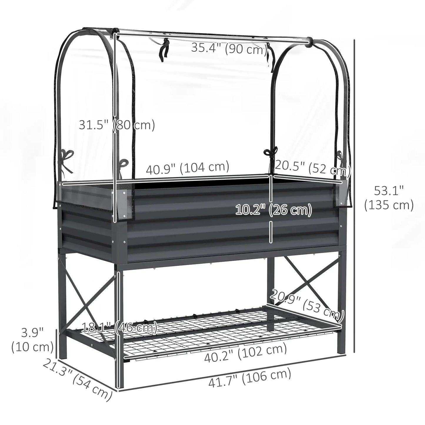 Metal Raised Garden Bed With Cover, With Bottom Shelf And Liner, Dark Grey Elevated Garden Beds at Gallery Canada