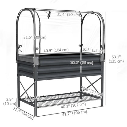 Metal Raised Garden Bed With Cover, With Bottom Shelf And Liner, Dark Grey Elevated Garden Beds at Gallery Canada